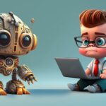 Chatgpt robot and boy cartoon
