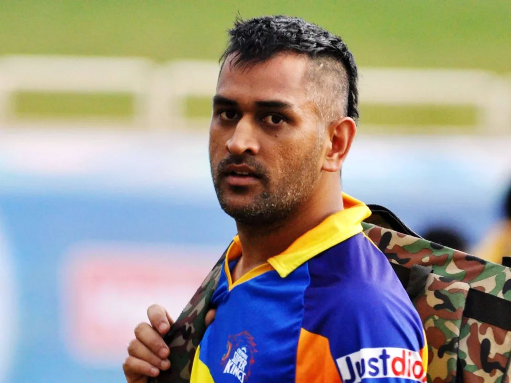 ms dhoni sporting a mohawk hairstyle