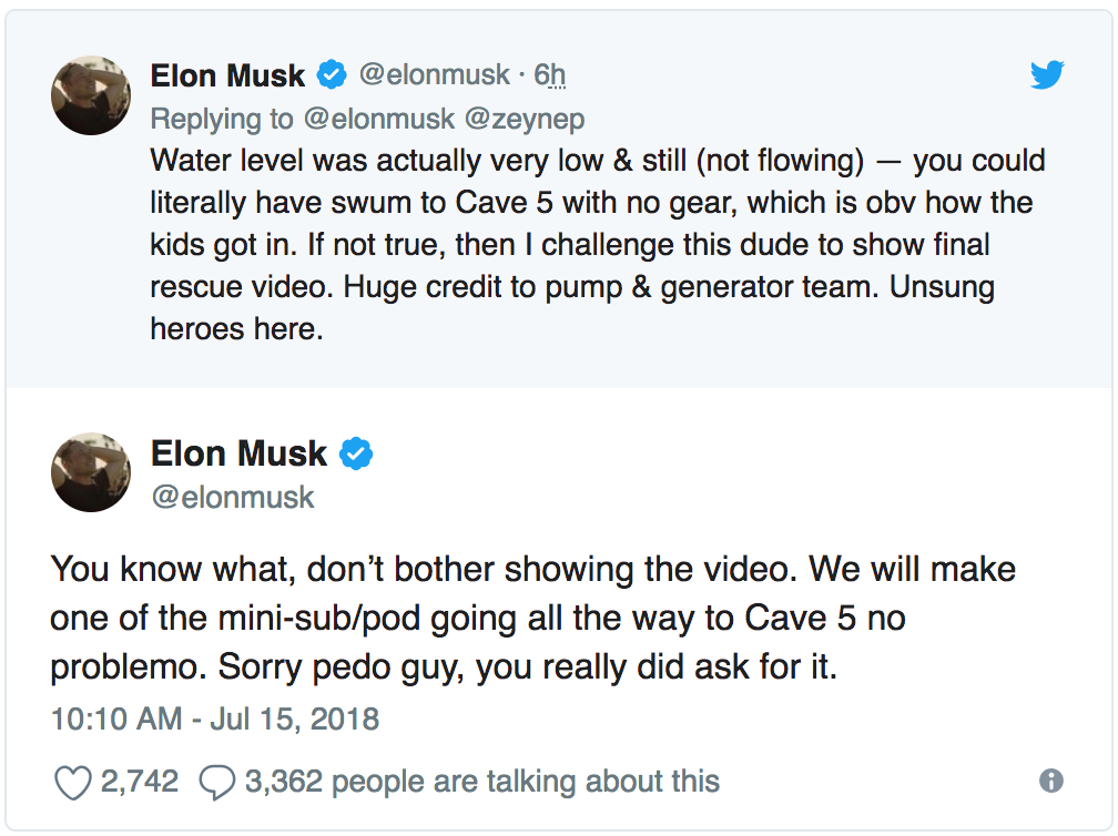 picture of a tweet by elon musk